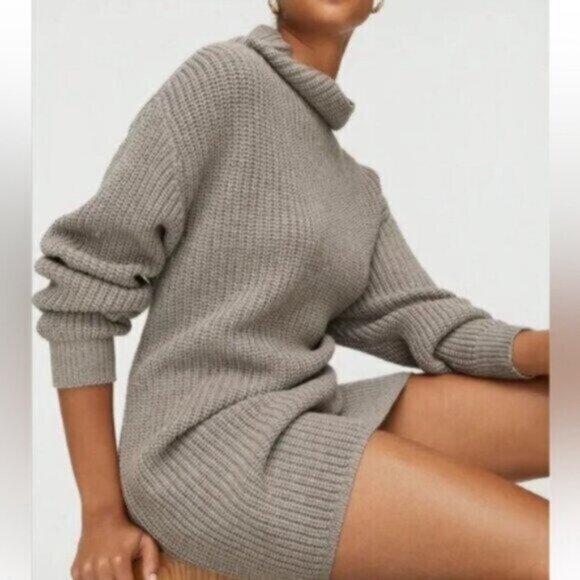 Aritzia  * Wilfred Free 100% Italian merino wool Bianca Dress Sweater dress blue - Picture 16 of 16